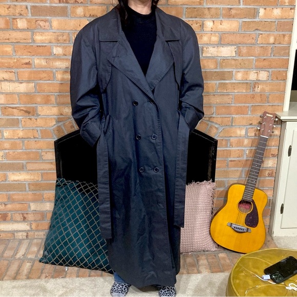 VINTAGE Pierre Dalby Paris Plaid Lined Long Belted Trench Coat Women’s L - Picture 5 of 11